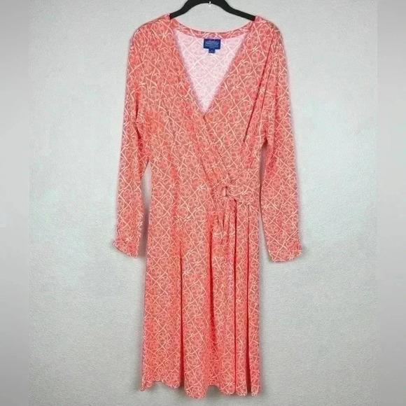 PENDLETON Women's Medium Orange Faux Wrap Print Long Sleeve Modal Cotton Knit - Picture 2 of 14